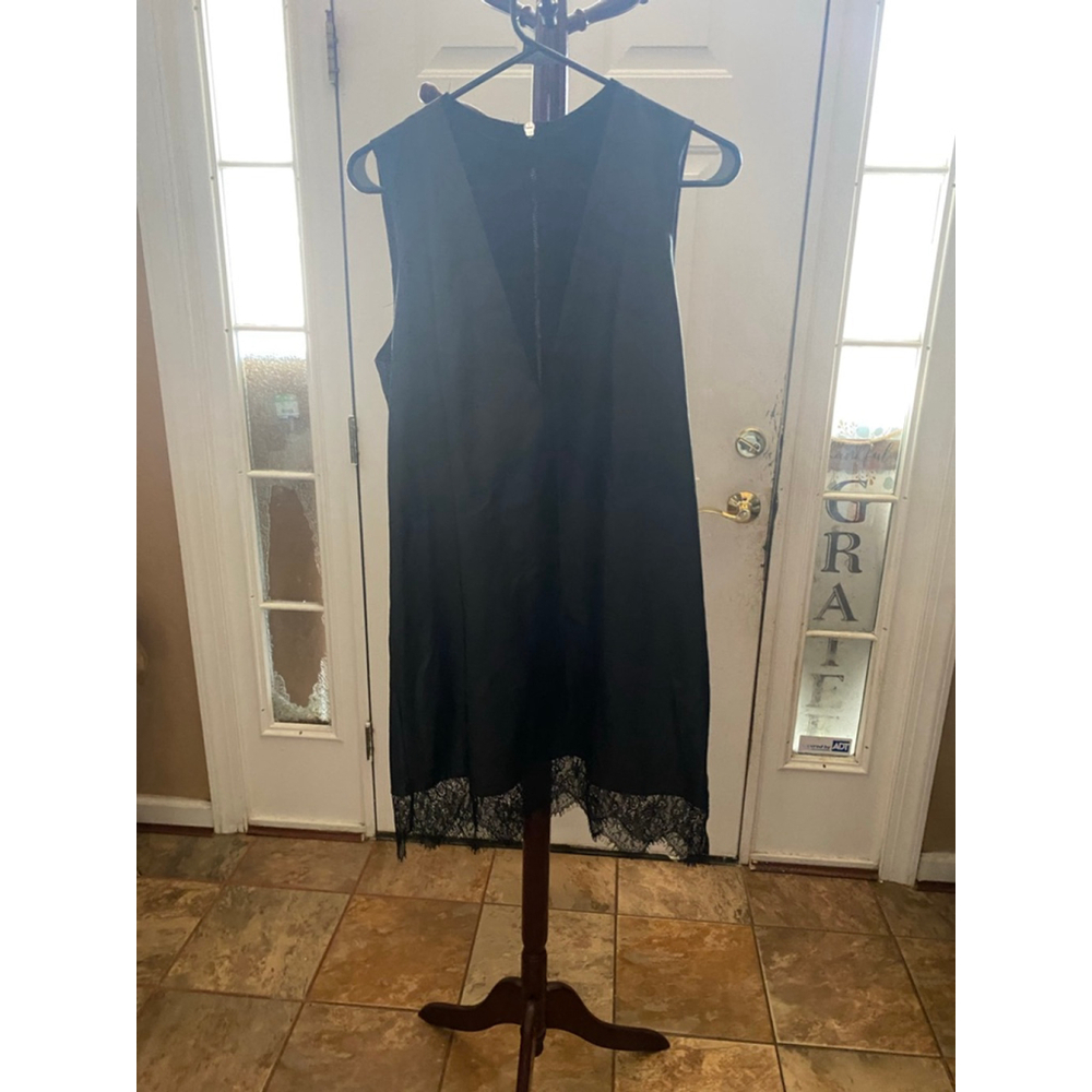 Women's ZARA Black Mini Dress with Lace Trim L